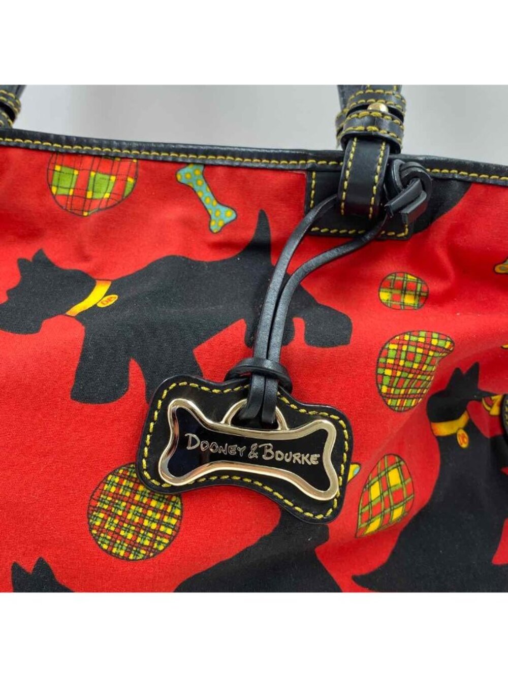 Dooney & Bourke East/West Tote Scottie Dog Women's Red Luxe Purse - Picture 2 of 5